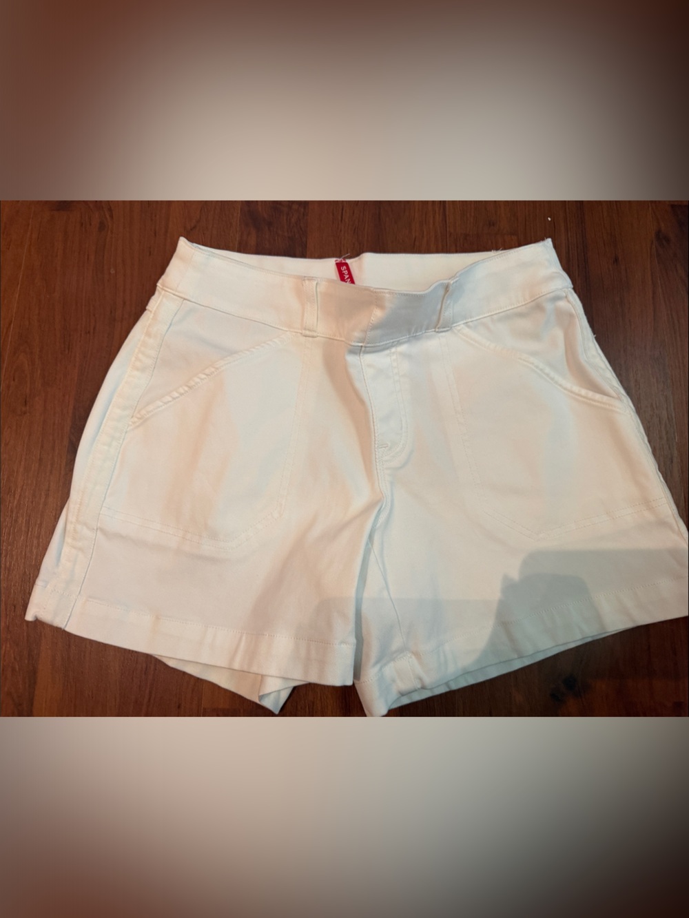 SPANX Stretch Twill Shorts White Size S Style 20318R Tummy Control